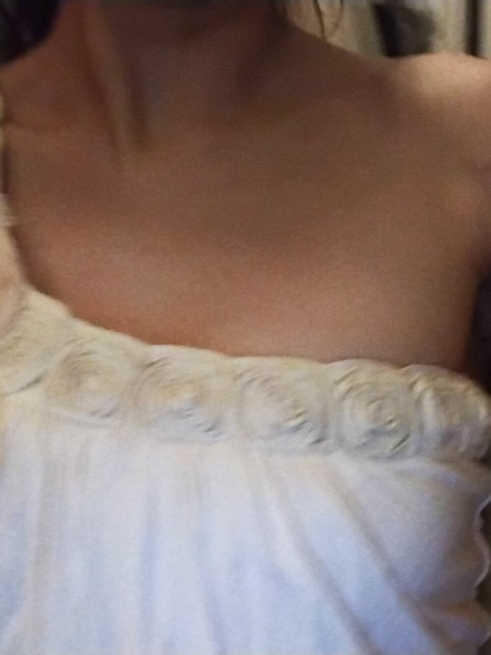 One Shoulder white and peach rosette top by Sky size small - Picture 6 of 6